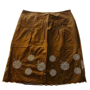 Ann Taylor Loft Brown Embroidered Beaded Scalloped Edge‎ Lined Feminine Modern 8
